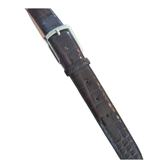 Retta Wolff Belt Hand Crafted in Italy Ligator Croc Leather Dark Brown Large 36 - Picture 3 of 16